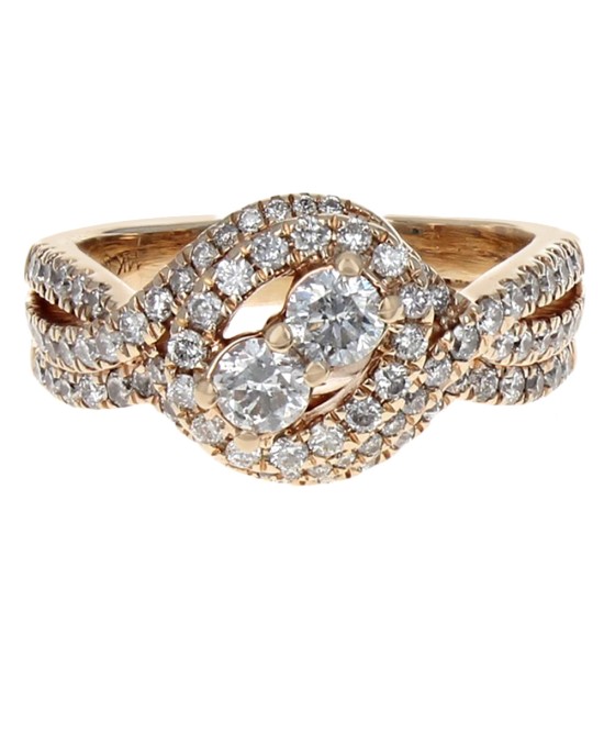 Diamond Crossover Wedding Ring in Yellow Gold